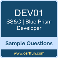 SS&C | Blue Prism DEV01 VCE, Developer Dumps, DEV01 PDF, DEV01 Dumps, Developer VCE